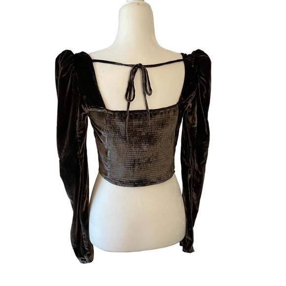 Free People Bridgette Velvet Cropped Top Brown XS - Picture 5 of 7